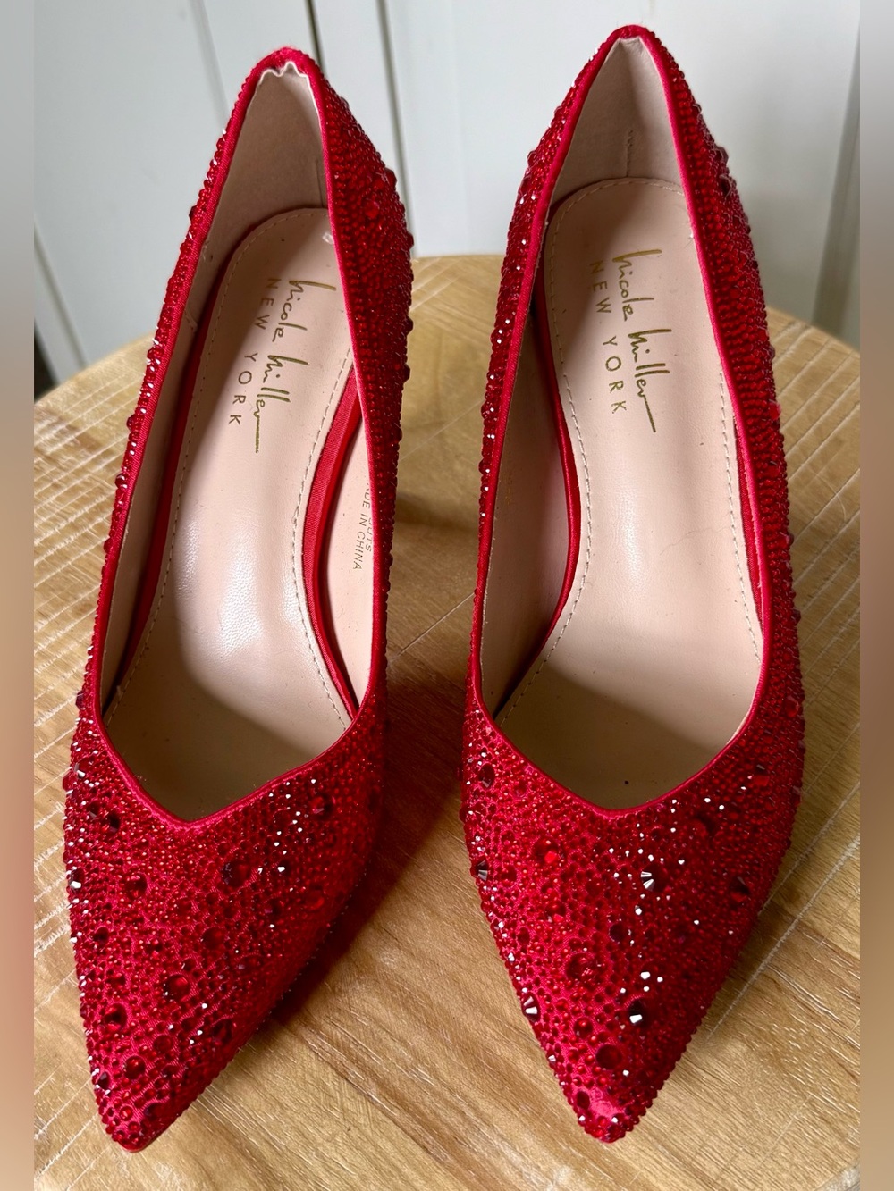 Brand New! Nicole Miller New York - Bright Red Embellished Pointed-Toe Pumps ❤️